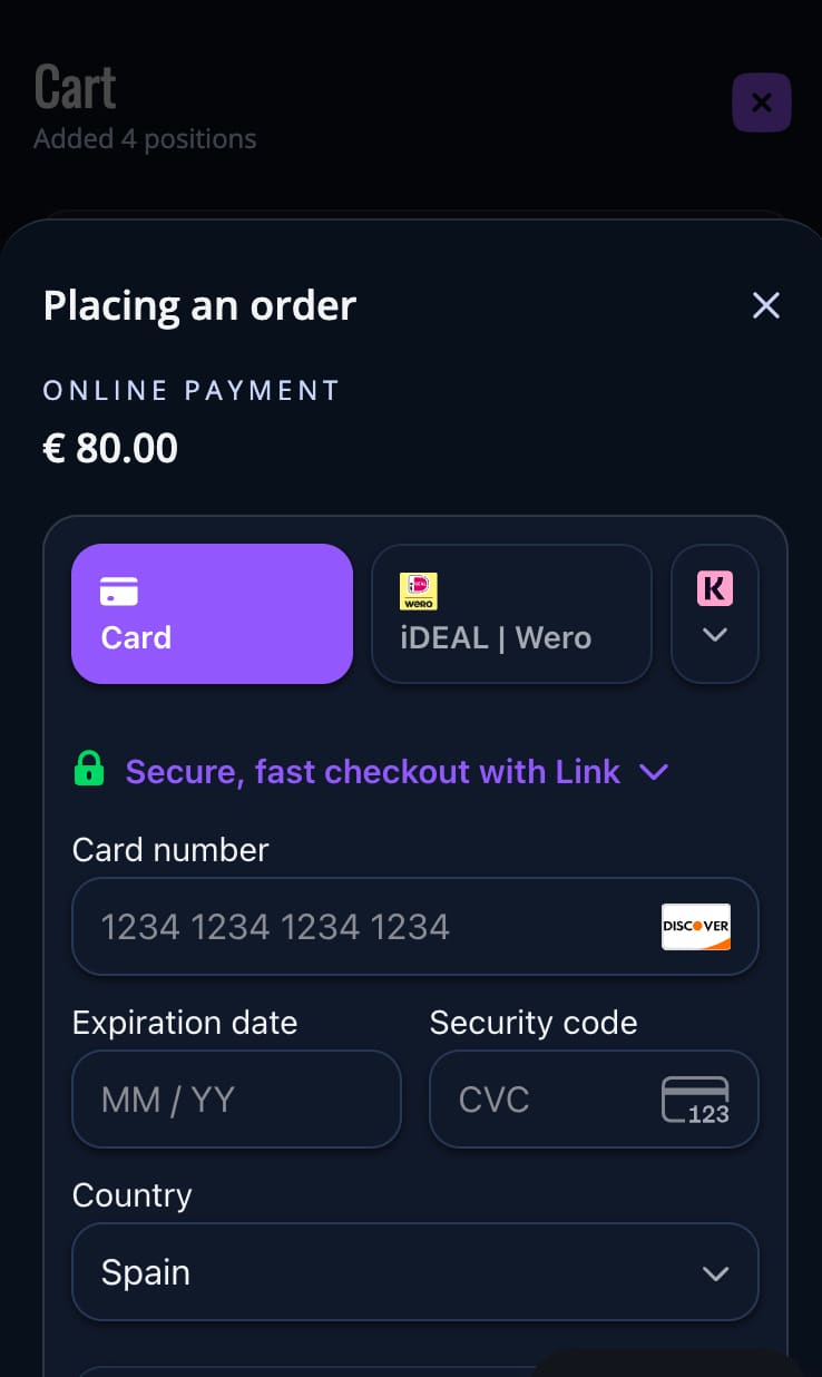 Preview menu payment